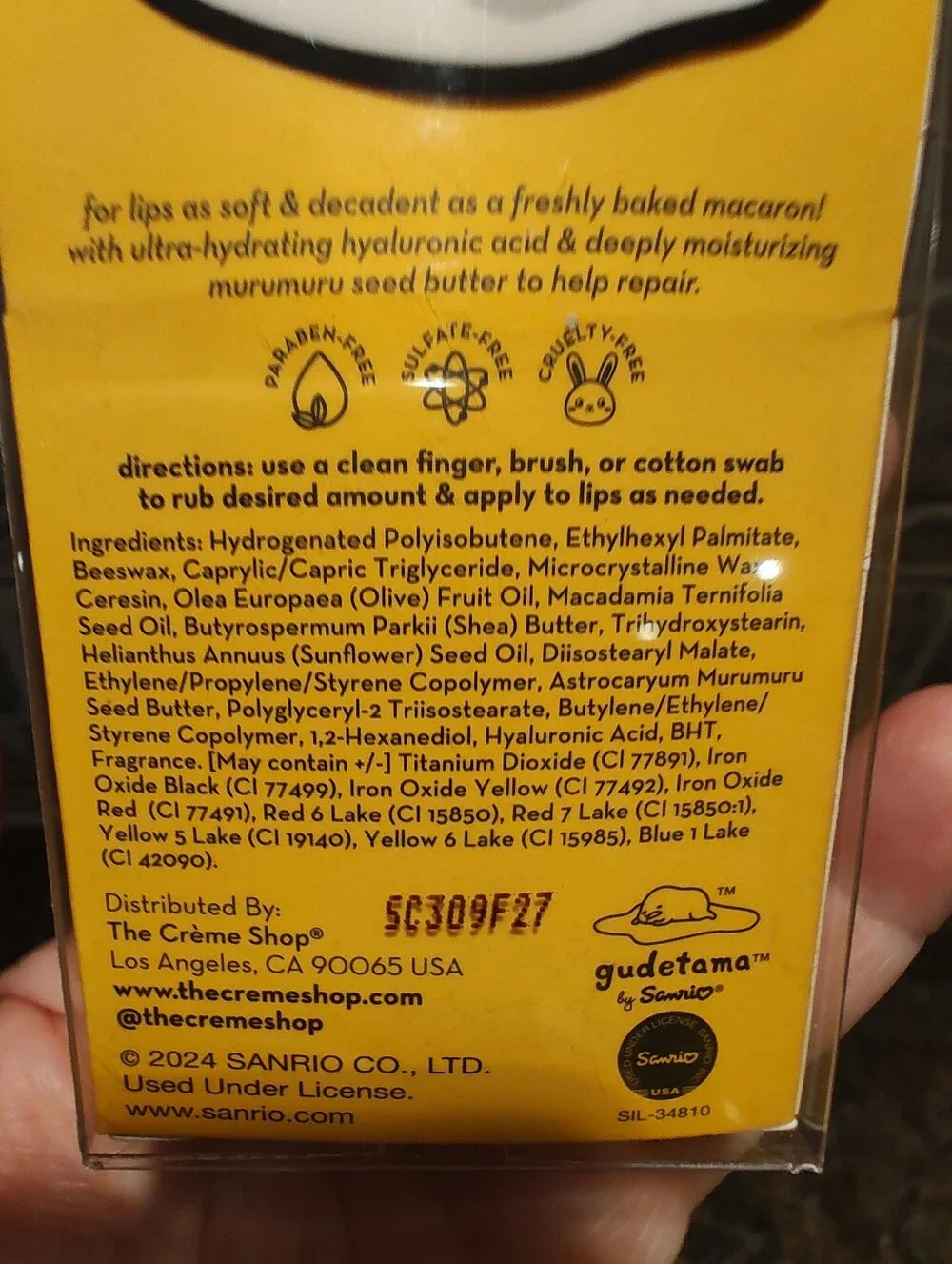 The Crème Shop x Gudetama Macaron Lip Balm - Pineapple Sherbert